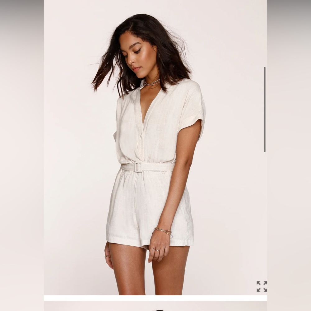 Heartloom Cream Short Sleeve Belted Romper